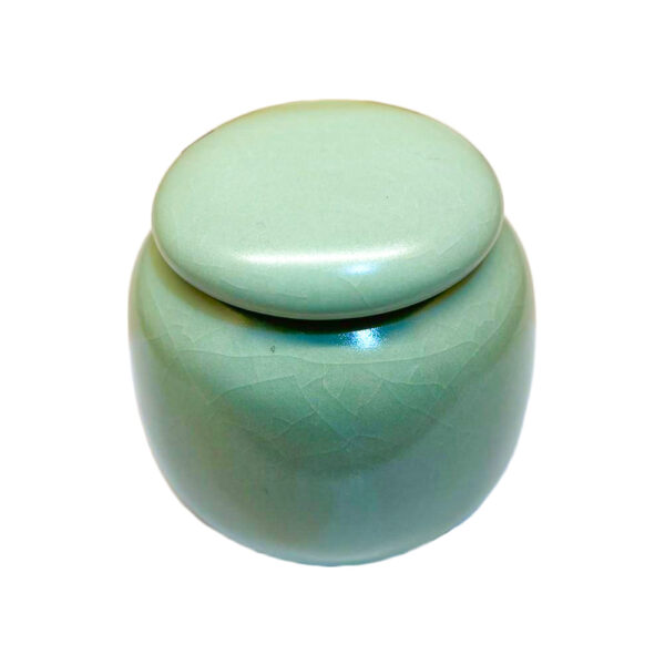 陶瓷骨灰罐 – 素色綠石紋